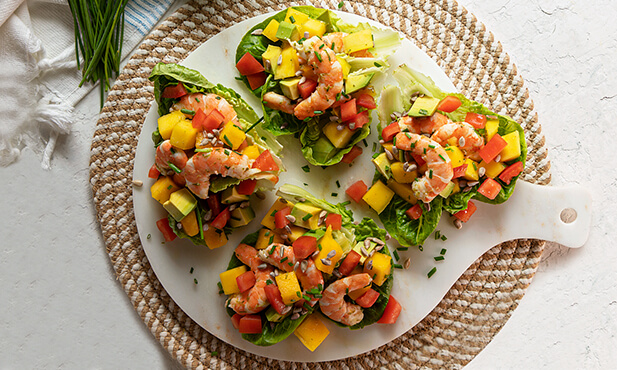 Salada de Camarão Grelhado com Abacate e Manga